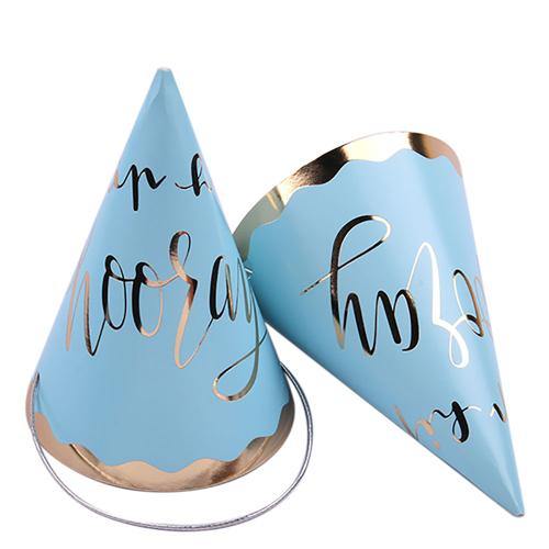 4 Pack Luxe Blue Party Hats - The Base Warehouse