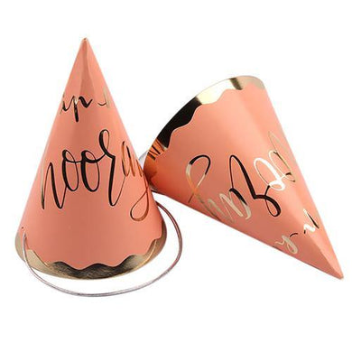 4 Pack Luxe Coral Party Hats - The Base Warehouse