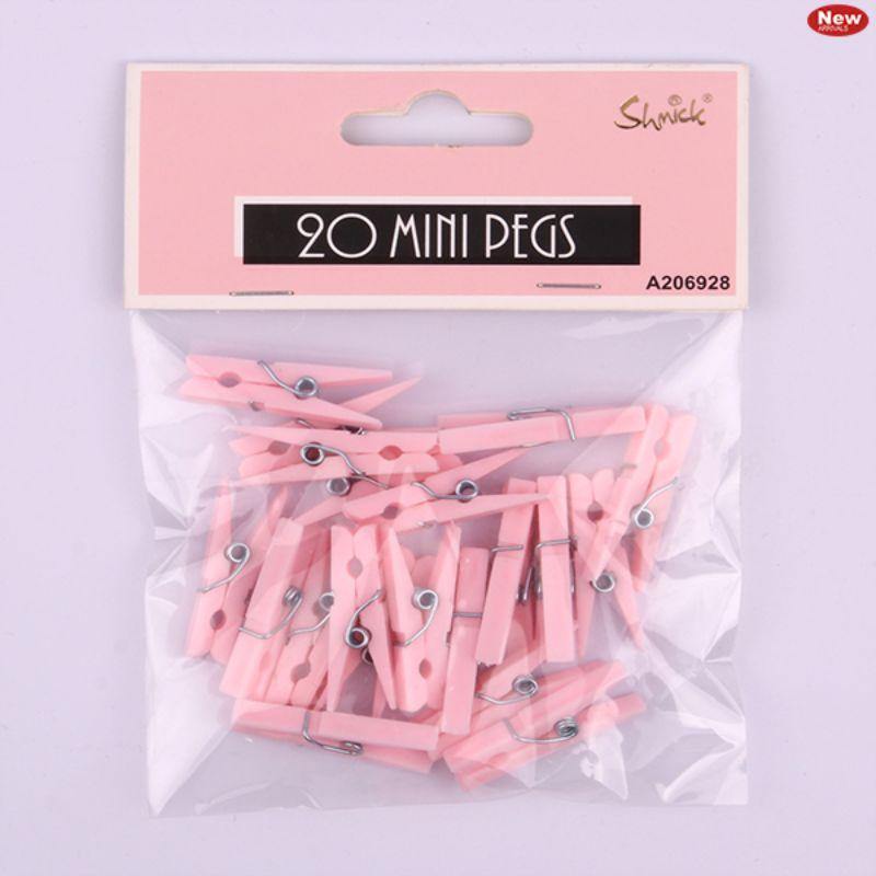 20 Pack Mini Pink Pegs - 2.5cm - The Base Warehouse