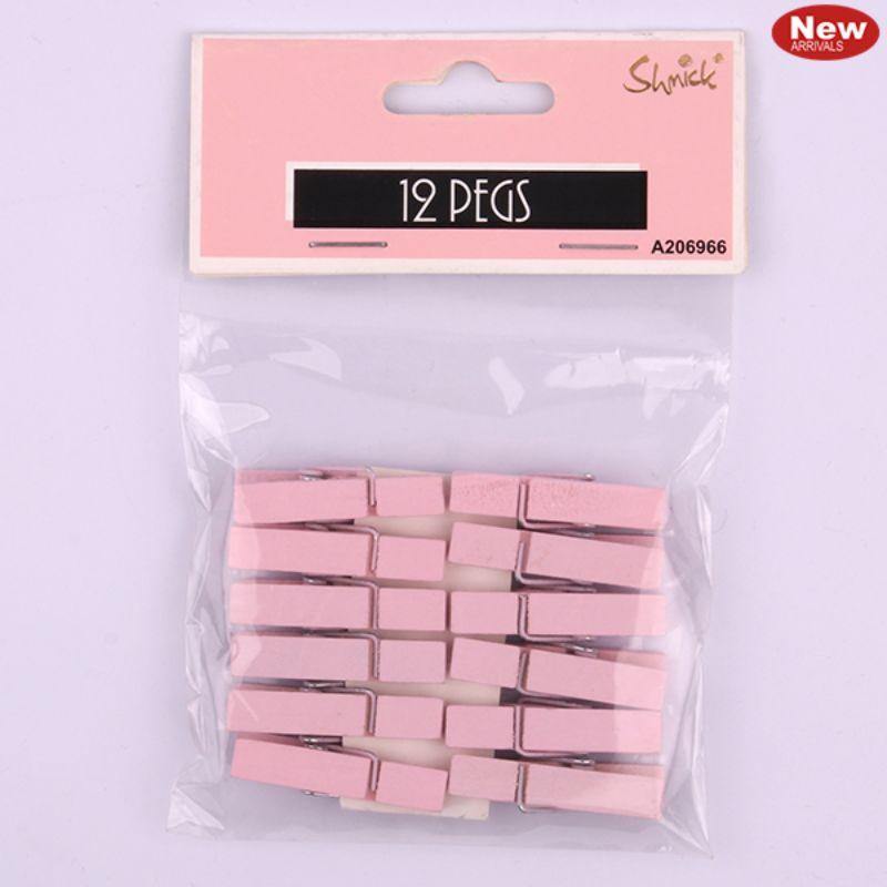 12 Pack Pink Pegs - 3.5cm - The Base Warehouse