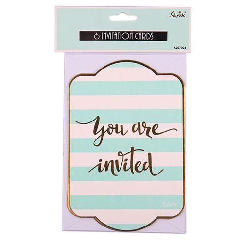 6 Pack Mint Invitation Cards Plus Envelopes - The Base Warehouse