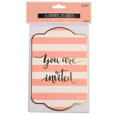 6 Pack Coral Invitation Cards Plus Envelopes - The Base Warehouse