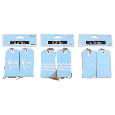12 Pack Blue Gift Tags - The Base Warehouse