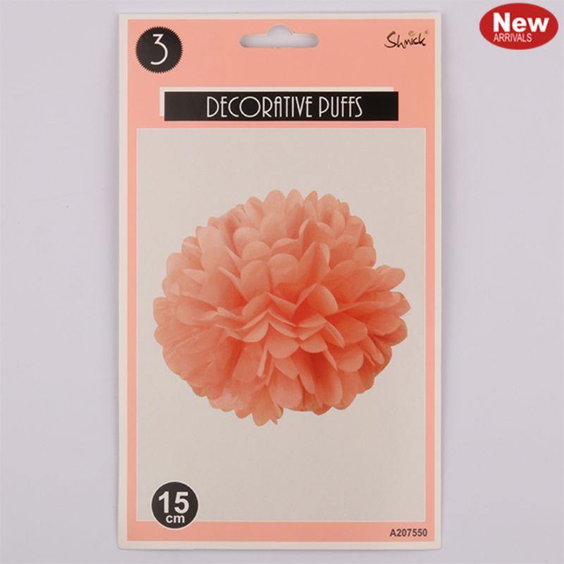 3 Pack Coral Decorative Puffs - 15cm - The Base Warehouse