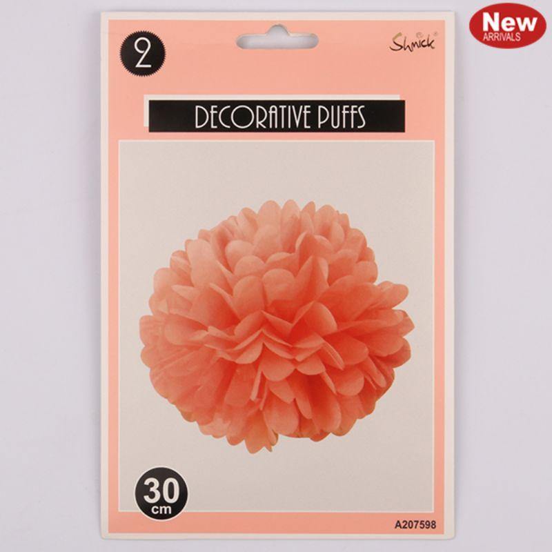 2 Pack Coral Decorative Puffs - 30cm - The Base Warehouse