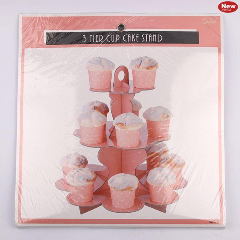 3 Tier Coral Paper Cup Cake Stand - The Base Warehouse