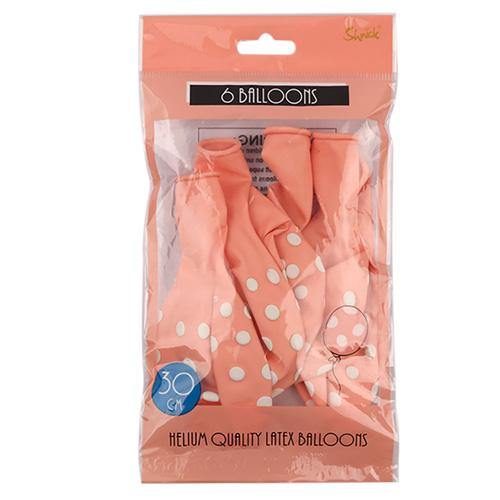 6 Coral Dotty Balloons - The Base Warehouse