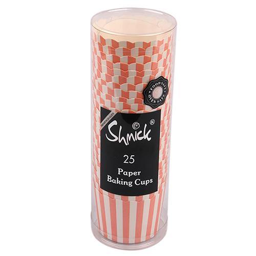 25 Coral Stripe Baking Cups - The Base Warehouse