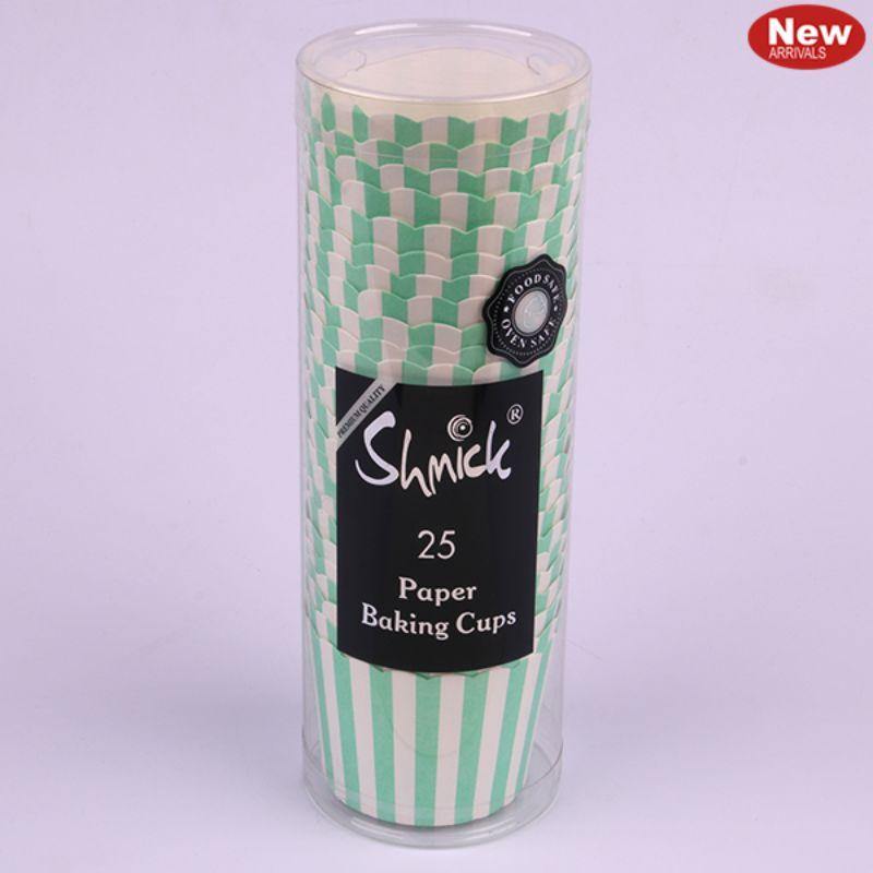 25 Pack Mint Stripe Baking Cups - The Base Warehouse