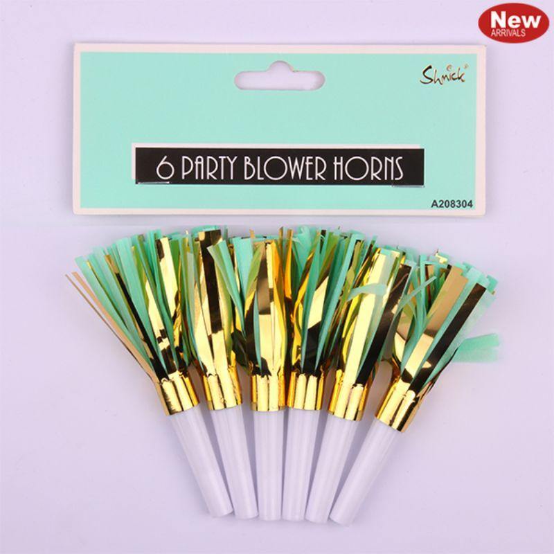 6 Pack Luxe Mint Party Blow Horns - The Base Warehouse