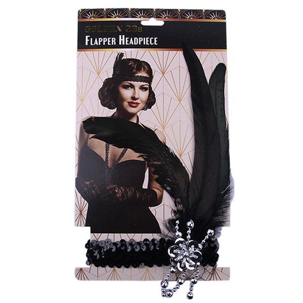 Black 1920s Flapper Headband - The Base Warehouse