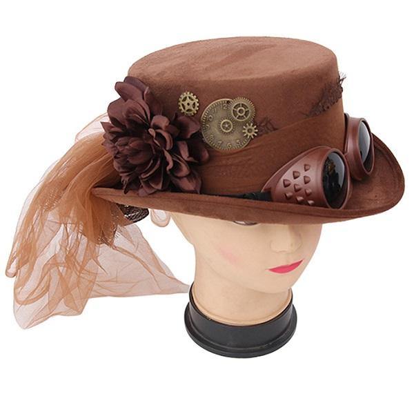 Adults Brown Steampunk Top Hat - The Base Warehouse