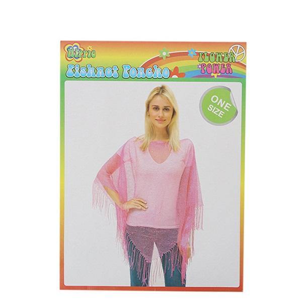 Adults Pink Fishnet Poncho - The Base Warehouse