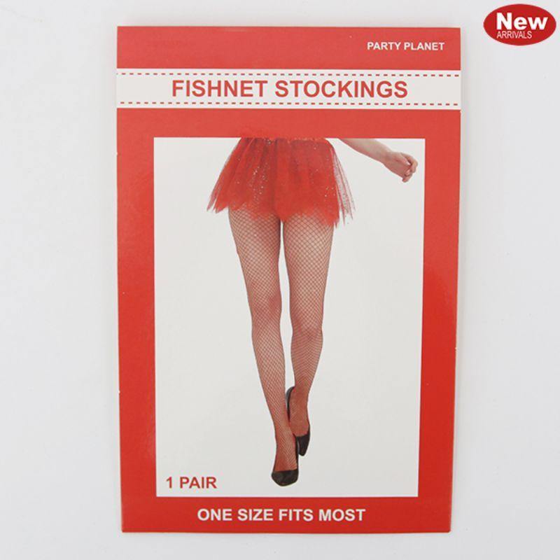 Womens Red Fishnet Tights - The Base Warehouse