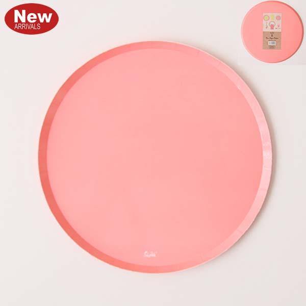 12 Pack Neon Coral Paper Plates - The Base Warehouse