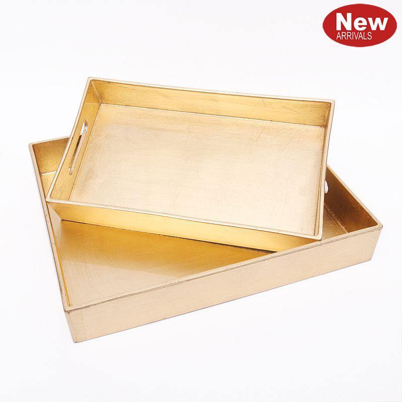 2 Set Gold Brushed Trays - 28.5cm and 31.5cm - The Base Warehouse