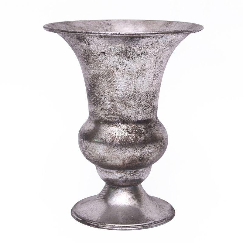 Iakobos Silver Metal Vase - 16cm x 20cm - The Base Warehouse