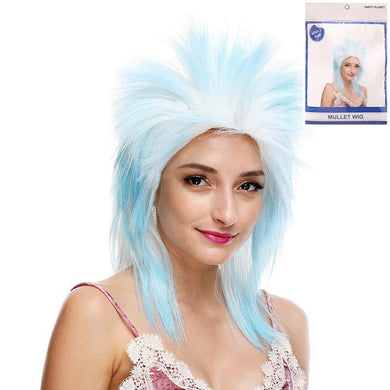 Womens Pastel Blue Mullet Wig - The Base Warehouse