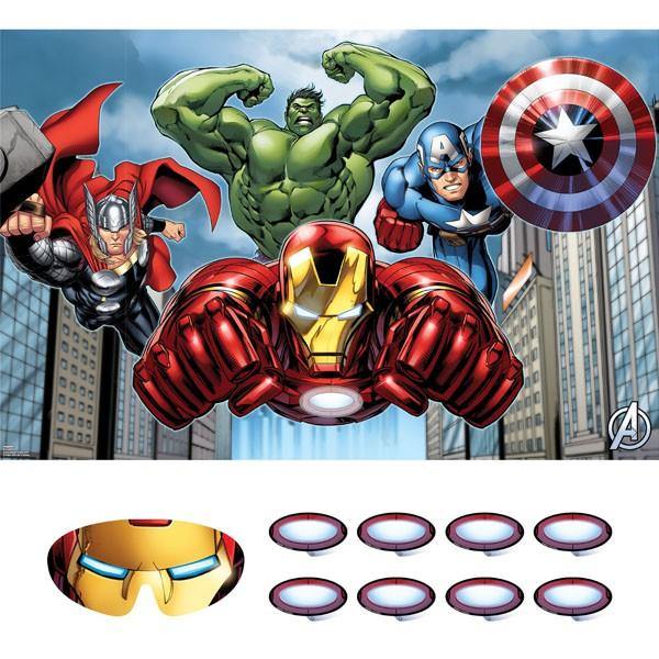 Avengers Party Game - Game Board - 2 x Sticker Sheets - 1 x Blindfold - The Base Warehouse