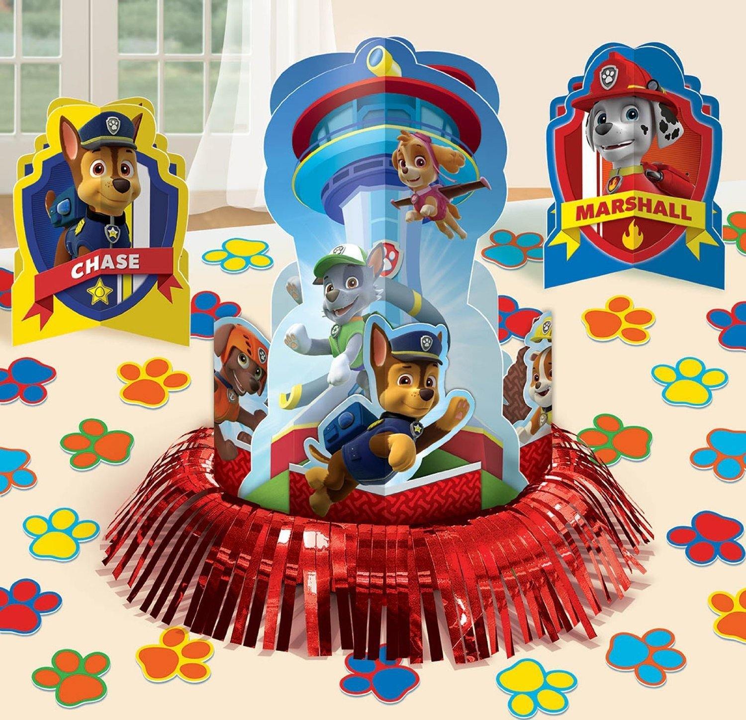 Paw Patrol Table Decorating Kit Contains - 1 x 32cm Centrepiece - 2 x 18cm Centrepieces - 20 x 5cm Confetti - The Base Warehouse
