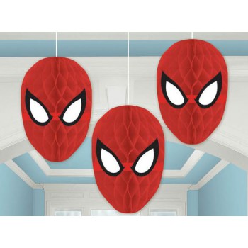 3 Pack Spiderman Honeycomb Hanging Decorations - 18cm