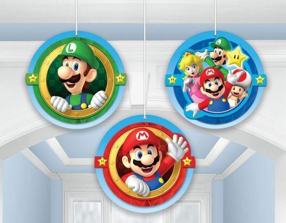 3 Pack Super Mario Brothers Honeycomb Hanging Decoration - 18cm - The Base Warehouse