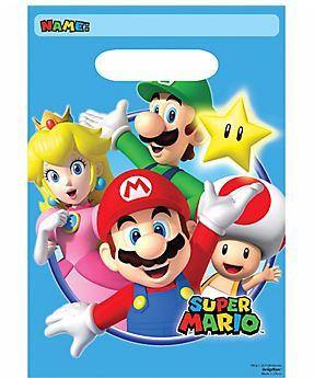 8 Pack Super Mario Bros Folded Loot Bags - 23cm - The Base Warehouse