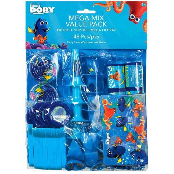 48 Piece Finding Dory Pack - 8 x Puzzles - 8 x Prism Viewers - 8 x Disc Shooters - 8 x Horns - 8 x Mini Tops - 8 x Stickers - The Base Warehouse