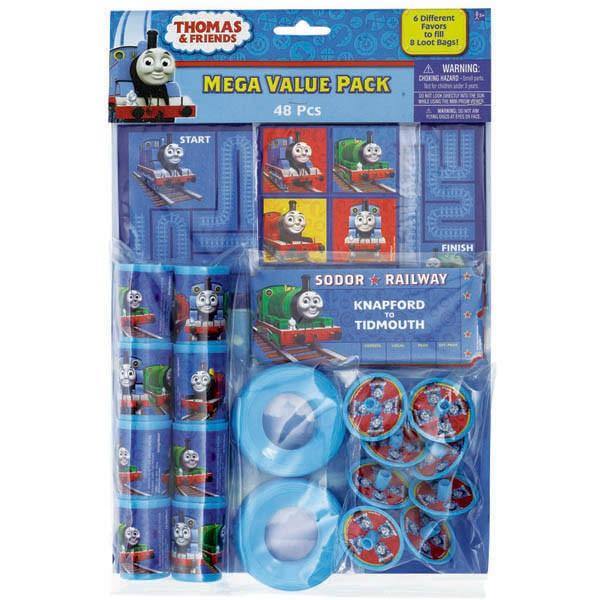 48 Piece Favor Value Pack Thomas & Friends - Activity Sheet - Spin Tops - Stickers - Flying Discs - The Base Warehouse