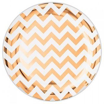 20 Pack Chevron Rose Gold Hard Plastic Luncheon Plates - 19cm - The Base Warehouse