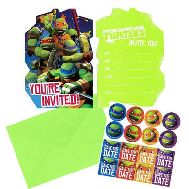 8 Pack Teenage Mutant Ninja Turtle Invitations - The Base Warehouse