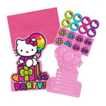8 Pack Hello Kitty Rainbow Invitations