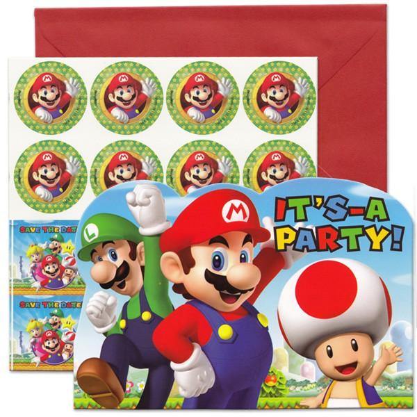 8 Pack Super Mario Bros Postcard Invitations - The Base Warehouse