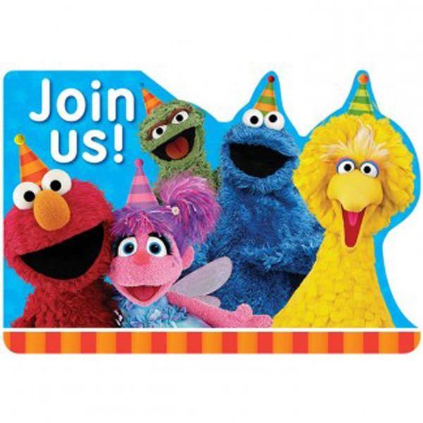 8 Pack Sesame Street Invitations Join Us - The Base Warehouse