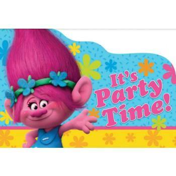 8 Pack Trolls Invitations with Envelopes - The Base Warehouse