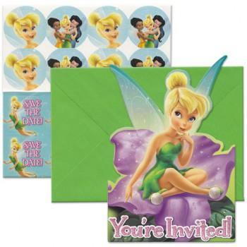 8 Pack Tinker Bell Invitations & Envelopes & Stickers - The Base Warehouse