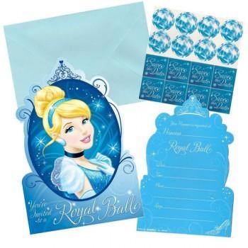 8 Pack Cinderella Invitations with Envelopes - The Base Warehouse
