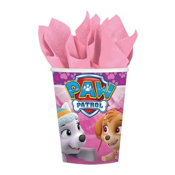 8 Pack Paw Patrol Girls Paper Cups - 266ml - The Base Warehouse