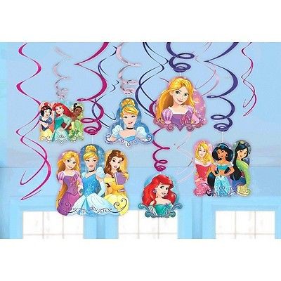 6 Pack Princess Dream Big Hanging Swirls Decoration - 18cm