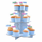 Load image into Gallery viewer, Pastel Blue 3-Tier Paper Cupcake Stand - The Base Warehouse
