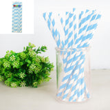 Load image into Gallery viewer, 20 Pack Pastel Blue Stripe Paper Straws - The Base Warehouse
