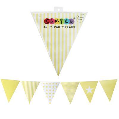 50 Piece Pastel Yellow Style Party Flags - The Base Warehouse