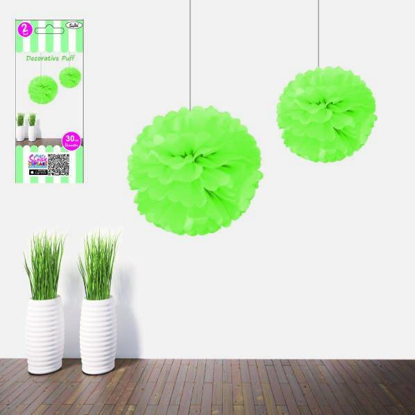 2 Pack Green Decorative Puff - 30cm - The Base Warehouse