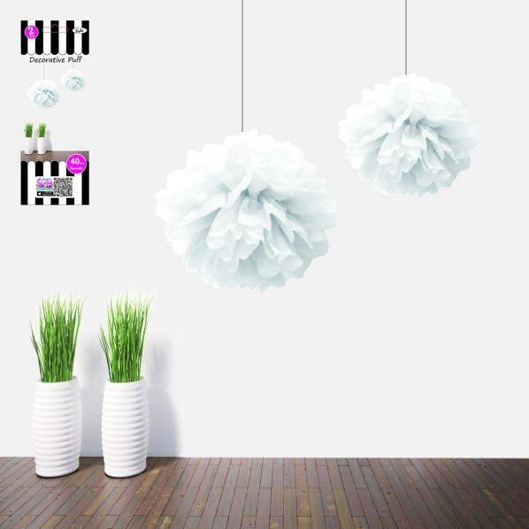 2 Pack White Decorative Puff - 40cm - The Base Warehouse