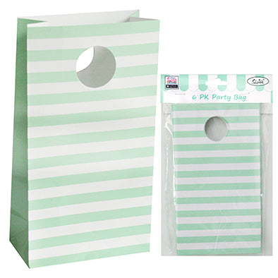 6 Pack Green H-Stripe Party Bag