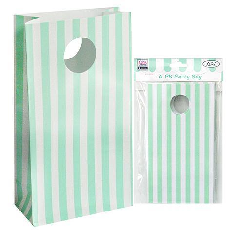 6 Pack Green Stripe Party Bag - The Base Warehouse