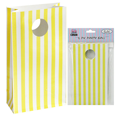 6 Pack Yellow Stripe Party Bag