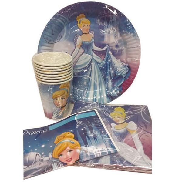40 Piece Cinderella Party Pack - 8 x Cups - 8 x Plates - 8 x Loot bags - 16 x Napkins - The Base Warehouse