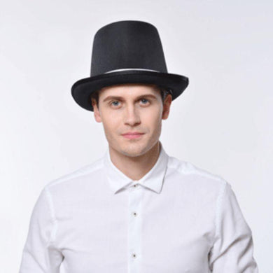 Adult Black Top Hat with White Band - The Base Warehouse