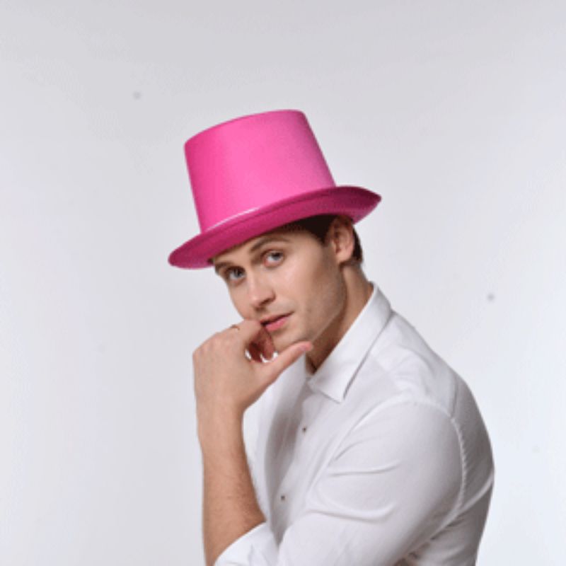 Hot Pink Top Hat with White Band